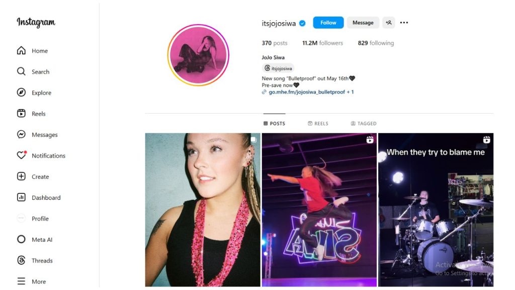 JoJo Siwa instagram