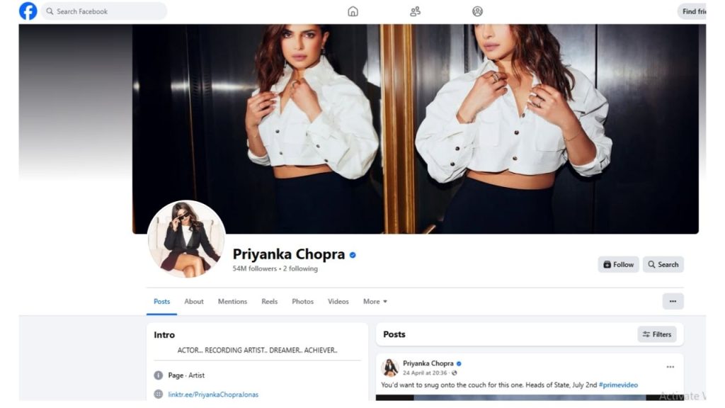 Priyanka Chopra Jonas Facebook