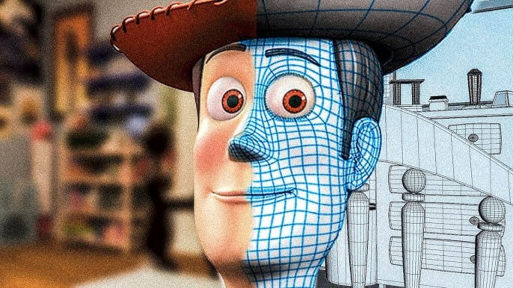 Woody and Buzz Lightyear in the Toy Story animated movie.
